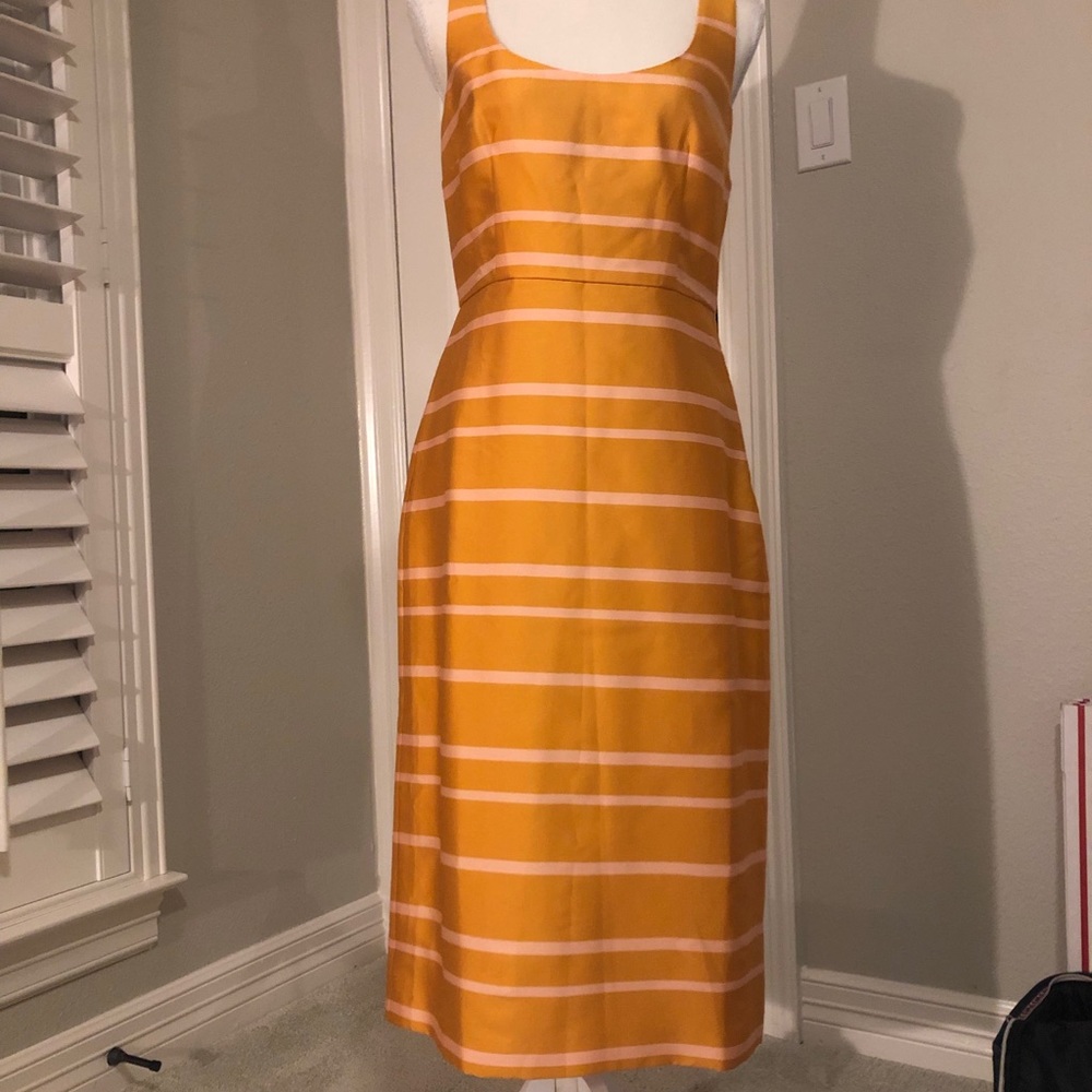 Sleeveless Yellow Striped Midi Dress